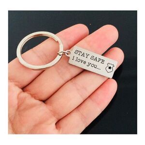 Police Officer Love Keychain Gift NEW Silver Cop Safe Safety Gift Bag USA Seller